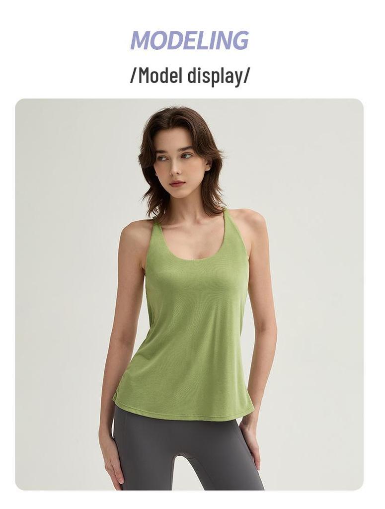 Cross-border Sexy Chest Pad Yoga Running Top - Beautiful Back Sleeveless Sports T-shirt