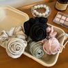 1pc Elegant Satin Rose Hair Ring, High Elastic Headrope Headband, Floral Hair Accessory, Imitation Silky, Solid Color, Sweet Style