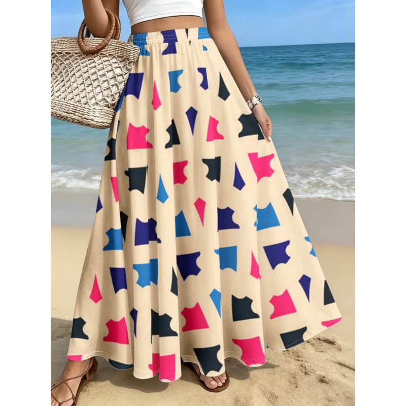 Lady's elegant and fashionable midi skirt, casual printed mid-length dress, trendy patterned print, for office/relaxation/dating/parties/sandwiches