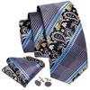 Cool Necktie Tie Bar Set for Men Jacquard Woven Silk Tie Pocket Square Cufflinks Set Barry.Wang