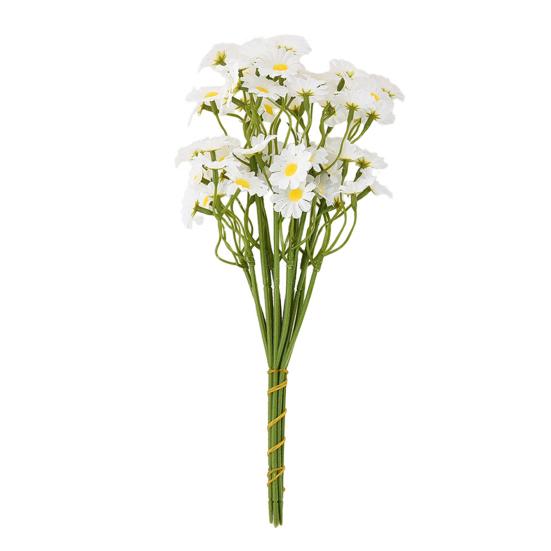 6Pcs Artificial White Daisies Realistic Fake Flower Branch Home Office Wedding Party Table Centerpiece Indoor Outdoor Faux Bloom Plants Decoration