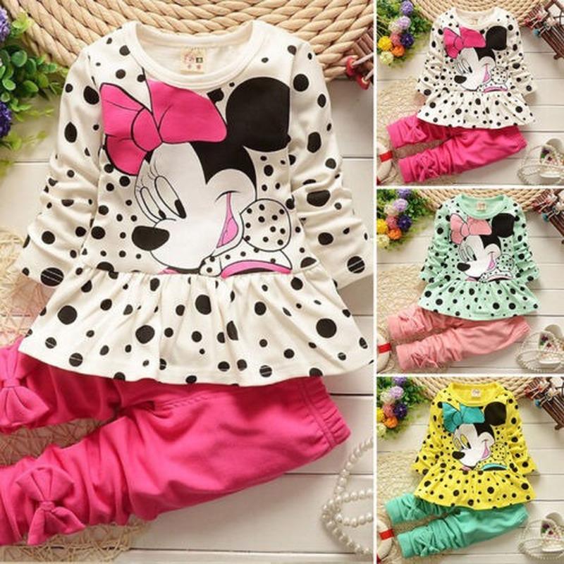 Toddler Baby Girls Minnie Mouse Outfits Clothes T-shirt Tops Long Pants 2PCS Set