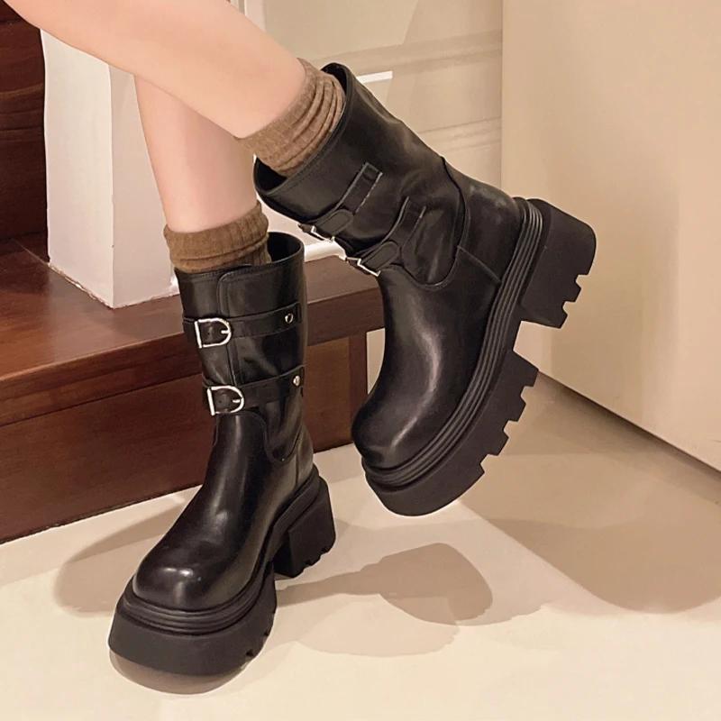 Ankle Boots for Women Flats Platform Fashion Winter Shoes  New Walking Goth Chelsea Boots Trend Buckle Gladiator Mujer Botas
