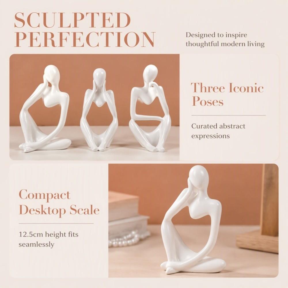 3pcs Lightweight Resin Figurine 5in Abstract Sculpture Creative Art Collectible  Home Decor