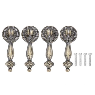 4 Sets Bronze Handles Single Hole Decorative Pull with Mounting Screws Furniture Accessories