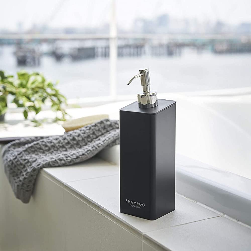 Yamazaki Tower Magnetic Two-Way Dispenser (Set of 2) - Magnetic Refillable Bottles for Shampoo and Conditioner, Black, 4259 and 4261