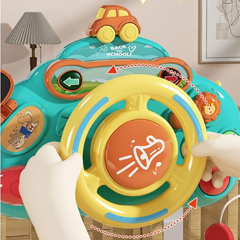 Musical Steering Wheel Toy Interactive with Songs and Lights Educational Portable Driving Controller for Toddlers Gift