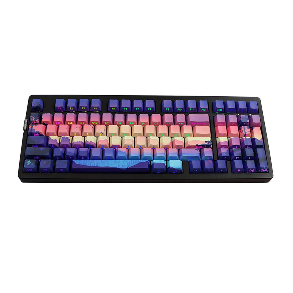 DoubleShots PBT Backlit Keycaps 124 Purple Dreamland Dye-Sub Keycap Gravação lateral para teclado mecânico 68/84/104