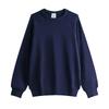 Navy Blue Casual Shoulder Loose Solid Color Without Liner and Hooded Ordinary Blue Cotton Men's Sweater