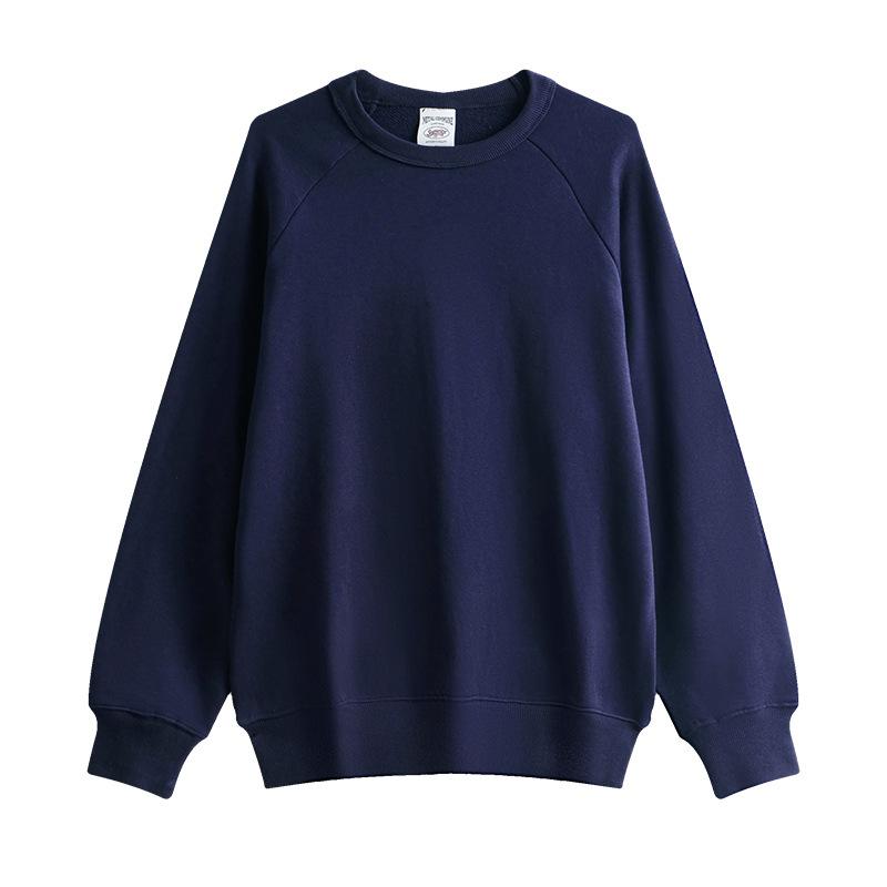 Navy Blue Casual Shoulder Loose Solid Color Without Liner and Hooded Ordinary Blue Cotton Men's Sweater