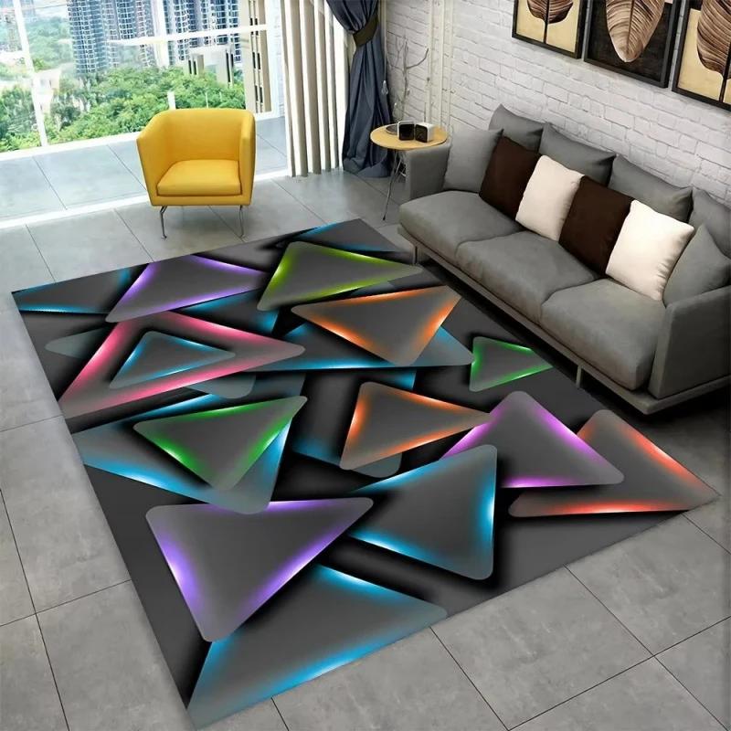 3D Geometric Illusion Area Rug Abstract Modern Carpet for Living Room Bedroom Kids Play Room Non-Slip Floor Mat
