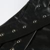 Women Heavy Leather V Low Waist Hip Personalised Punk Spice Girl Style Ring Buckle Decoration Cross Cock Eye Belt Short Skirt Suit