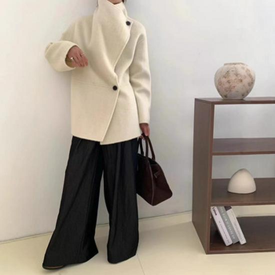 M Family Water Ripple High-End Women's Double-Sided Cashmere Coat
