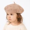 Solid Color Children's Beret Pearl Painter Hat Fashion Baby Wool Hat  Kid