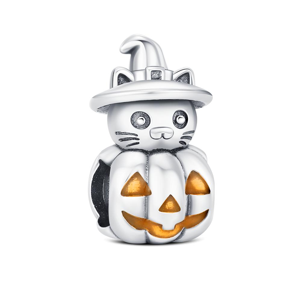 925 Silver Halloween Charm Ghost Pumpkin Charms Jewelry Making For Women Men DIY Bracelet Halloween Party Jewelry Gift