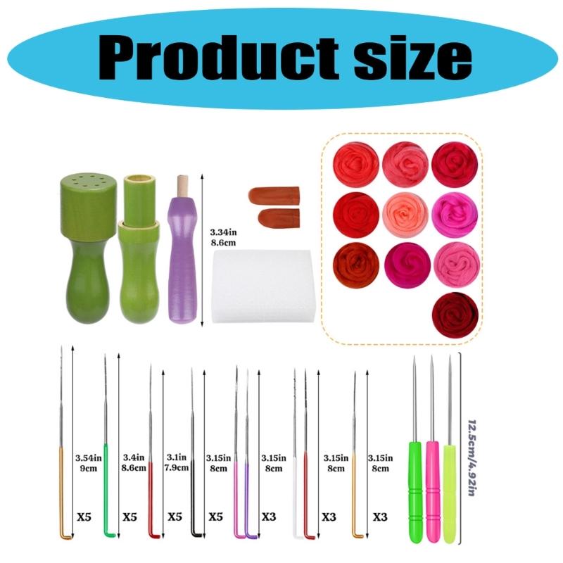 Wool Felted Set 7/9/10 Color Needle Felting Set with Felting Needle Felting Pad Wool Roving Wood Handle for Beginner