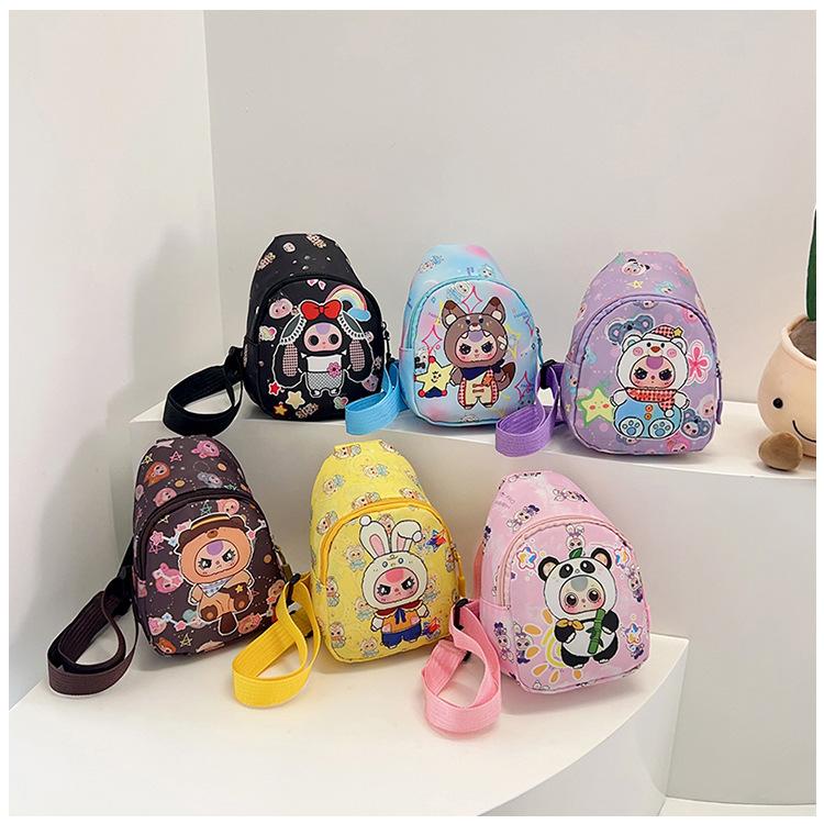 New children's breast bag cute cartoon animation printed shoulder bag leisure travel children's fun messenger bag backpack