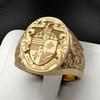 Crown Lion Shield Badge Yellow Royal Seal Men's Ring