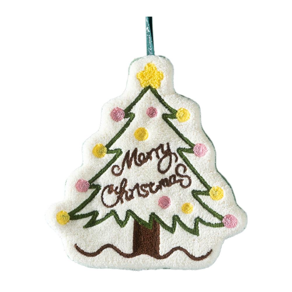 Christmas Hand Towel Set Cartoon Gingerbread Snowman Design Coral Fleece Material Home Kitchen Bathroom Decoration