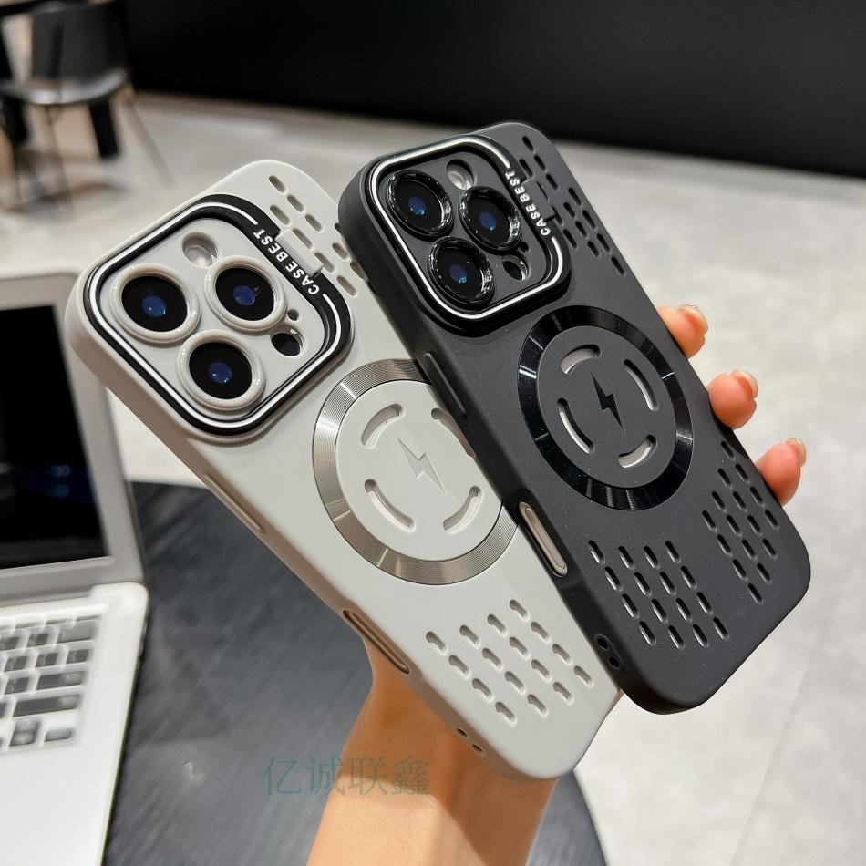 Breathable Soft Back Case for iPhone 16 15 14 13 12 11 Pro Max Plus Cooling Heat Dissipation Magnetic Phone Cover