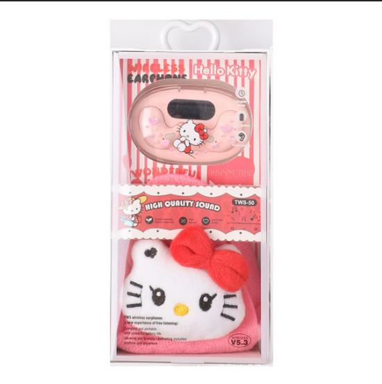 Hello Kitty Wireless Bluetooth Earphones with Cartoon Case & Coin Purse Set