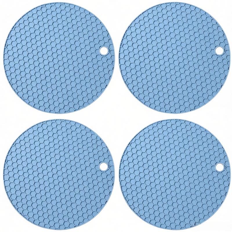 

4pcs Silicone Anti Scalding Mat Pot Rack Anti Slip Circular Silicone Mat Household Kitchen Countertop Protection Heat-resistant 12