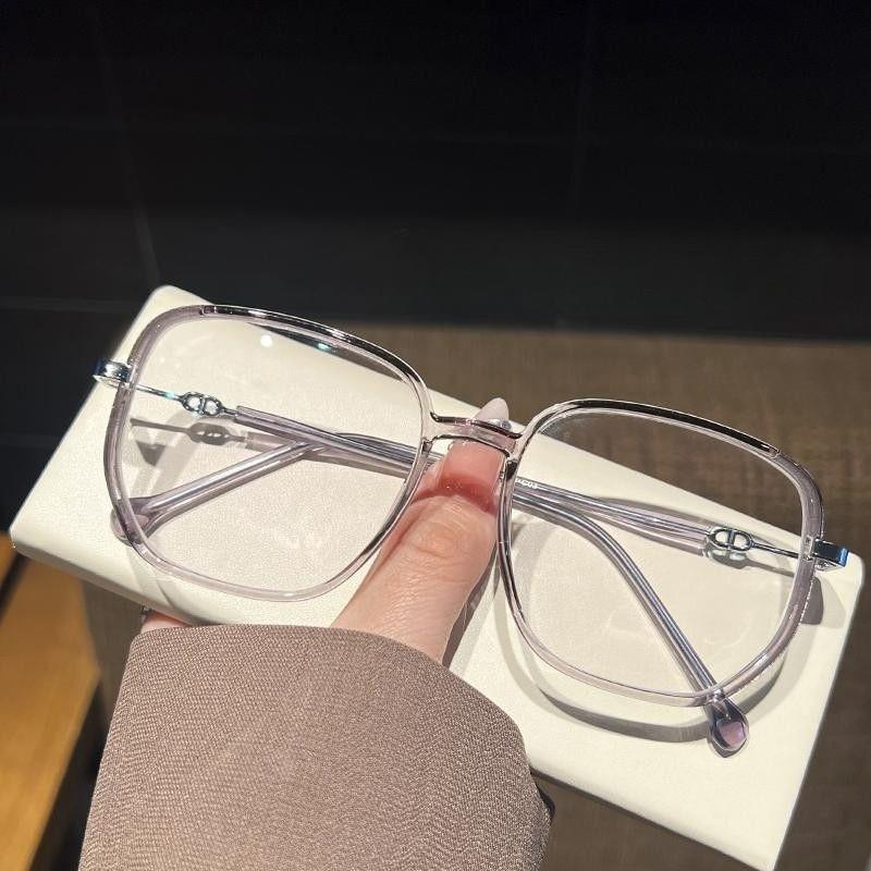 Fashionable Elegant Full Frame Square Myopia Glasses Unisex Broken Diamond Trim Blue Light Blocking Eyeglasses 0 To -4.0