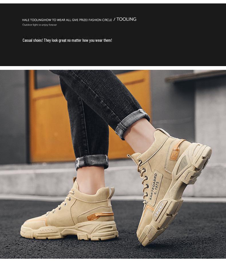 Men's British Style High-Top Martin Work Boots: Autumn & Spring Snow-Ready Cotton Trendy Footwear