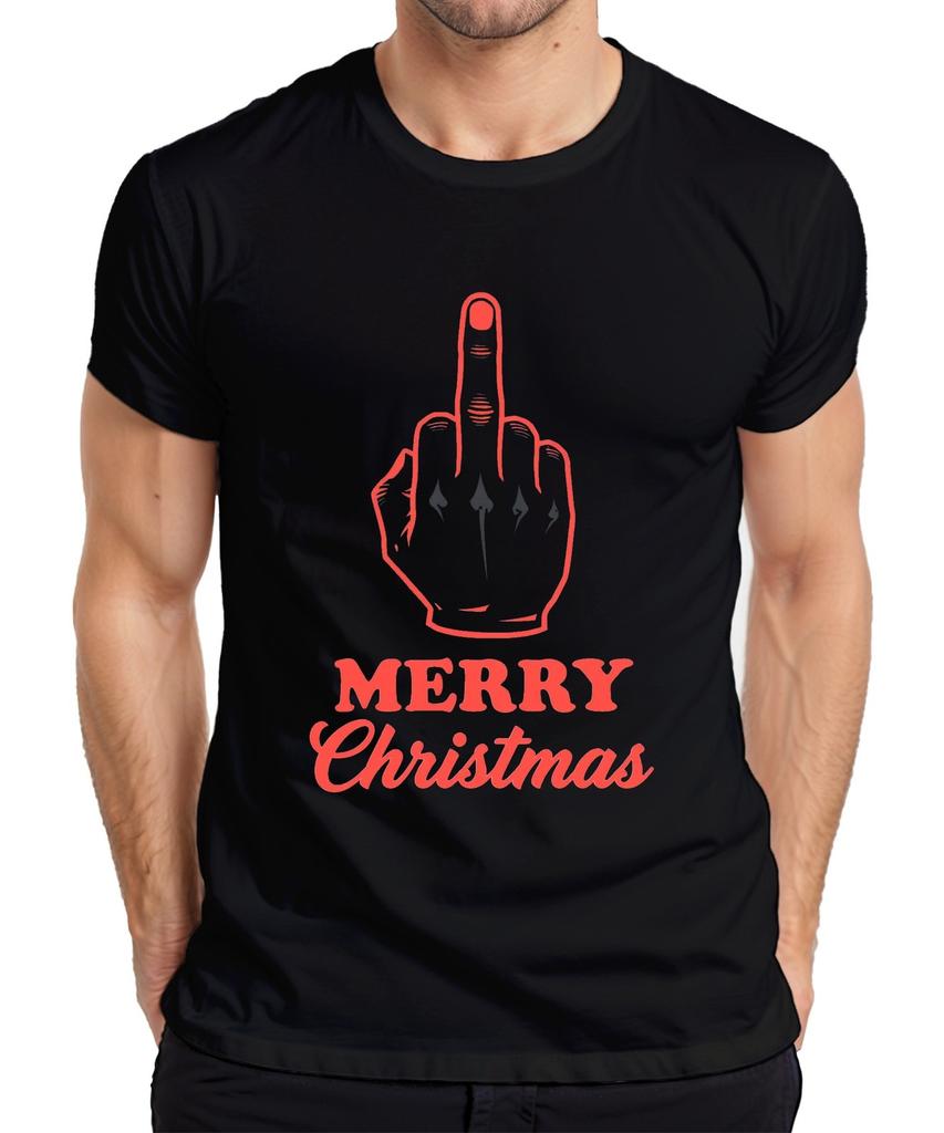Merry Christmas Middle Finger Cheeky Sarcastic Xmas Funny Unisexs Tshirt