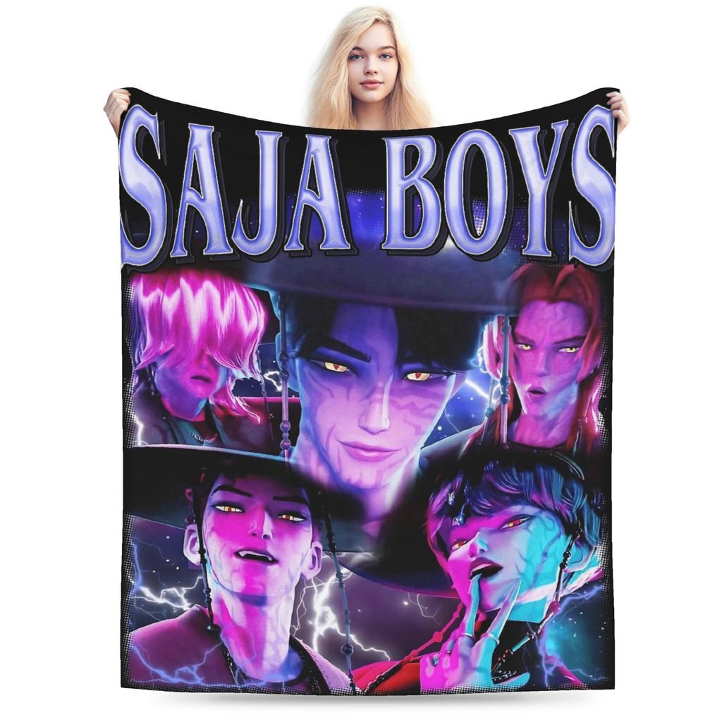 BABY Saja Boys Kpop Demon Hunters Game Plush Blankets Boy Girl Flannel Bedding Throws For Living Room Warm Soft Custom Bedspread