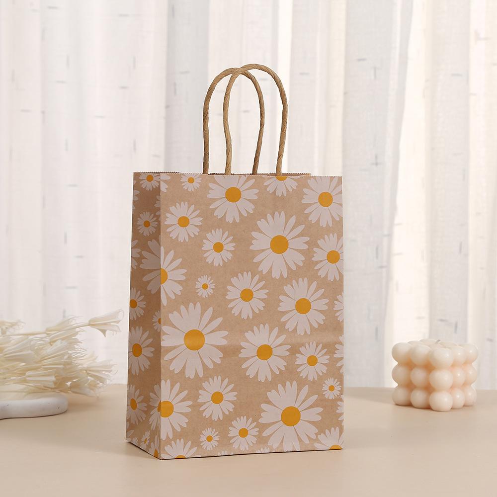 StoBag, Daisy Flower Paper Gift Tote Bags, for Birthday, party, wedding supplies, Reusable Paper, Packing Goodies, 12/30pcs