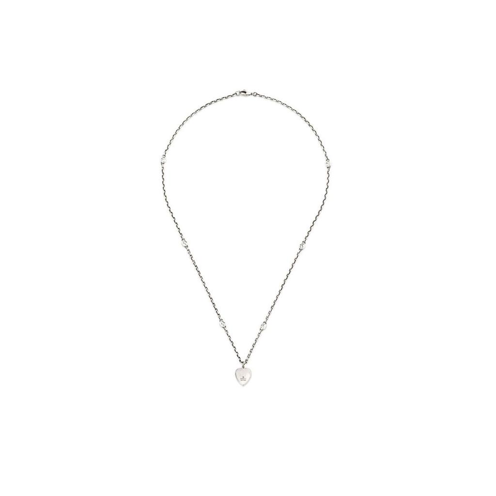 Gucci Epilogue Serie Ineinandergreifendes Doppel-G Emaille-Herz Halskette Damen Halskette Silber Blau 645545-J89B4-8490