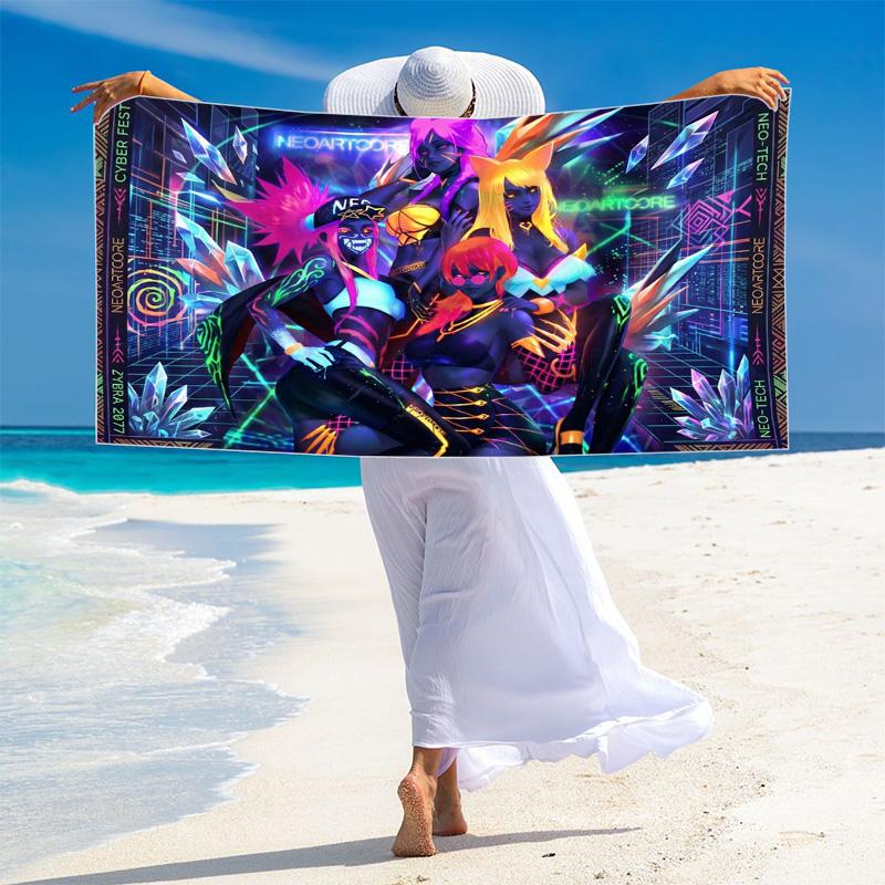 KDA Print Beach Towel, Large Soft Quick Dry Towel for Beach Camping Swimming