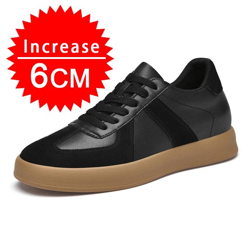 Men Women Genuine Leather Casual Elevator Shoes Leisure Sneakers Sports Zapatos Mujer Men's Height Increasing Shoes Tennis Shoes