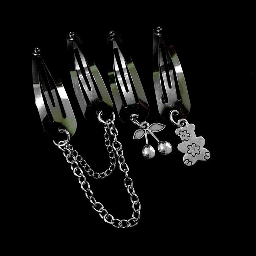 Chain Toy BB Clip Cherry Water Drop Clip Cool Cross Barrette Korean Style Hairpin Women Hair Accessories Punk Hair Clip