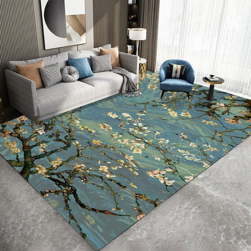 V-Vincent Van Gogh Impressionist Art Floor Carpet Kids Room Bedroom Home Decoration Balcony Anti-Slip Doormat Living Room Hotel
