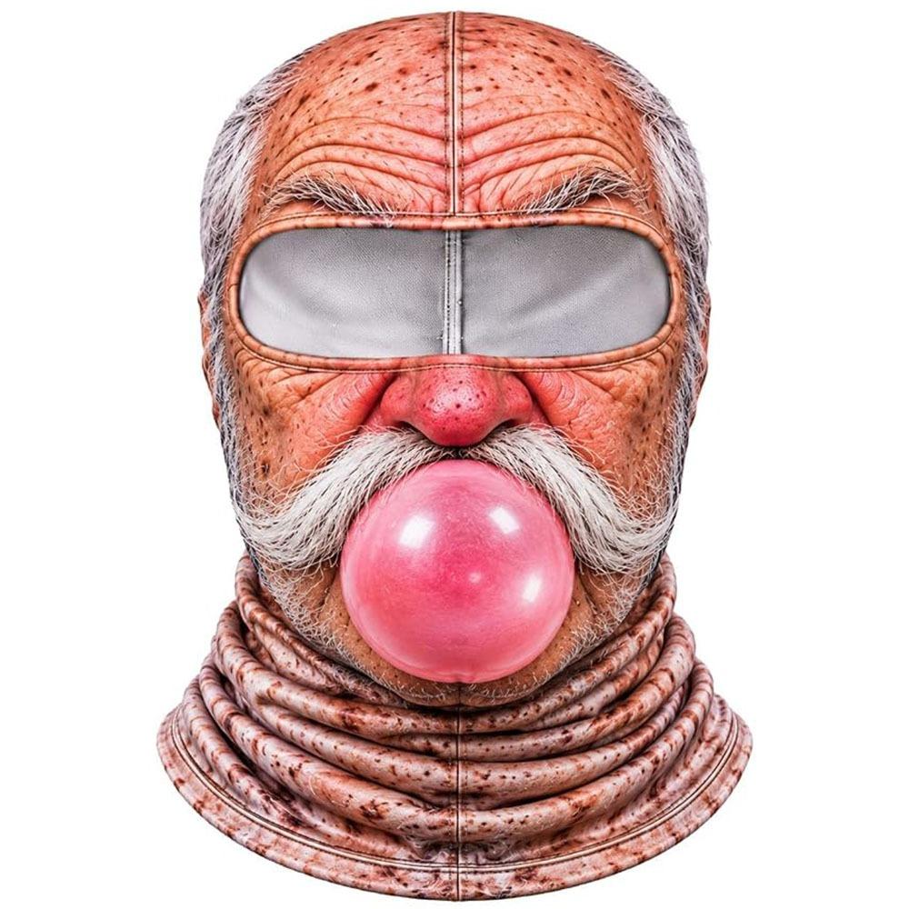 White Mustache Old Man Balaclava Face Mask Full Coverage Ski Mask Hood Winter Mask Cover For Men