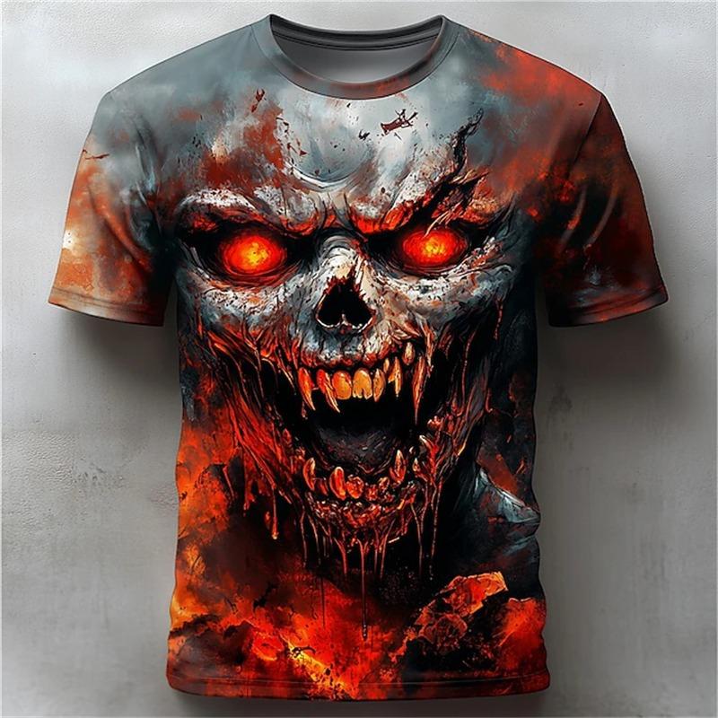New Halloween Men's Crew Neck Short Sleeve T-Shirt Scary Werewolf