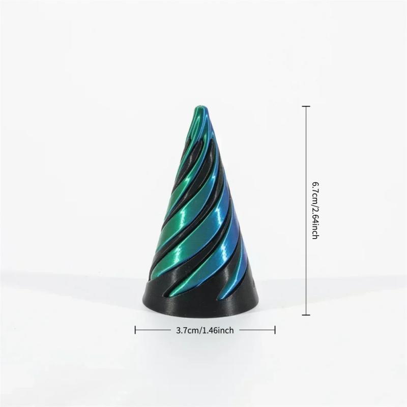 3DPrinted Spiral Cone Pyramid Passthrough Sculpture Vortex Illusion Cone Toy, Mini Spiral Ornament,Stress Relief Desk Decoration