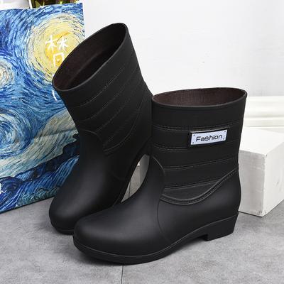 Kadın ve Erkek Ayak Bileği Ayakkabı Tek Yağmur Botları PVC Yağmur Botları Kadın Moda Düz Renk Balıkçı Botları Ayakkabı
