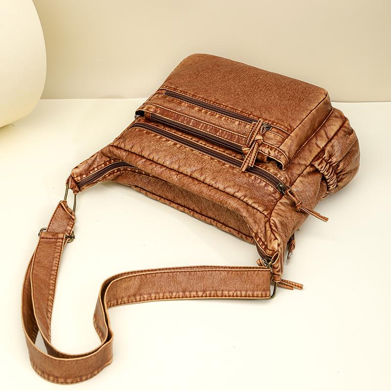 Borsa a tracolla da pendolare multi-tasche ad alta capacità in PU da donna, portatile