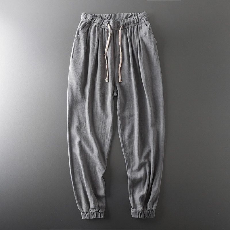 Export Original Tail Order Cut Label Linen Pants Men's Summer Thin Loose Tappered Draped Pants Export Men's Casual Pants