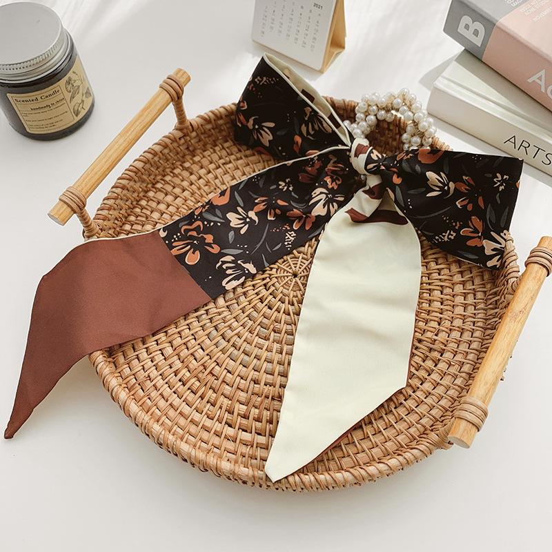 2021 Influencer Pearl Hair Tie with Ribbon Scarf Headband - Women's Elastic Band