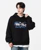 Starry Mood Graphic Oversized Hoodie Black