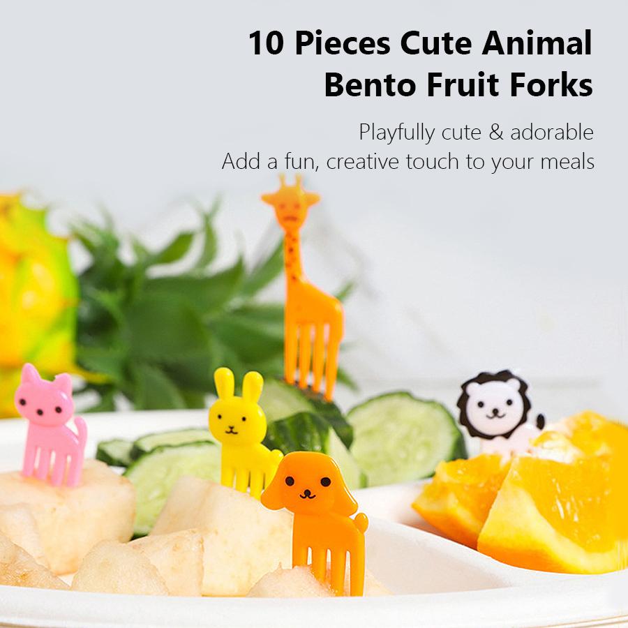 10Pcs Animal Food Picks Mini Forks, Cute Fruit Fork Bento Box Bento Accessories for Lunch Box Decoration