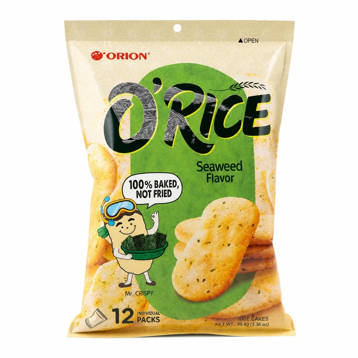 Рисовые лепешки Orion со вкусом водорослей 95,4 г хрустящие рисовые снеки со вкусом водорослей Seaweed‑FlavoredRiceCakes