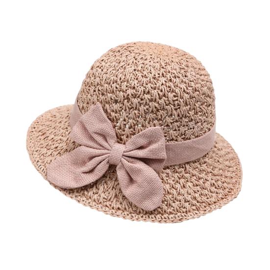 Women Sun Hat, Small Brim Straw Fisherman Hat, with Bow Decor Sun Protection UV Block Hat for Summer Outdoor Travel