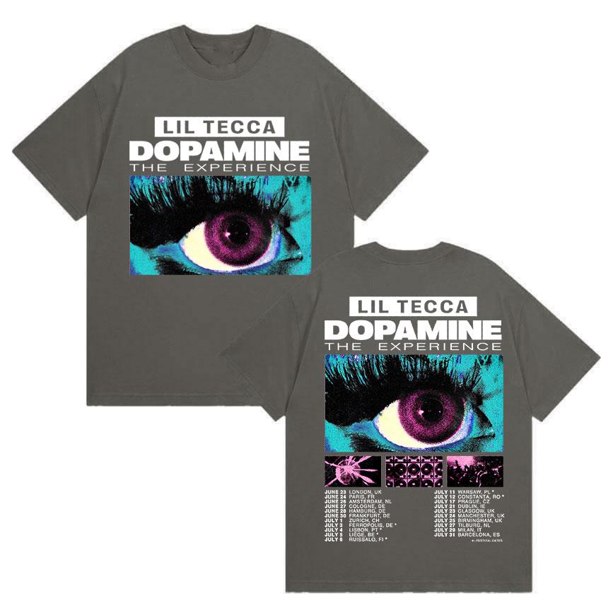 Rapper Lil Tecca Dopamne The Experience Tour 2025 Graphic T Shirts Men's Hip Hop  Fashion Cotton Short Sleeve T-shirt Streetwear