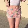 Spicy Girl Summer Floral Low-Waist Hip-Hugging Mini Skirt