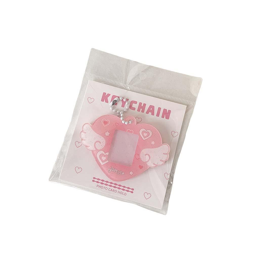 

With Keychain Mini Photocard Holder Acrylic Card Cover Hanging Decoration ID Photo Photocard Frame Korean Style рожевий
